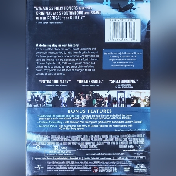 United 93 DVD Widescreen movie GUC - Picture 2 of 2